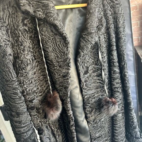 Vintage authentic Swakara black lamb and fox fur pompom coat - Picture 11 of 11